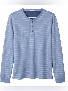 Marine Layer Henley Shirt Blue Stripe Lightweight Men’s Large Coastal